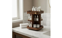 Rotating Wooden Makeup Organizer Large Capacity Revolving Vanity Tray Nordic Design Household Storage for Dresser Top