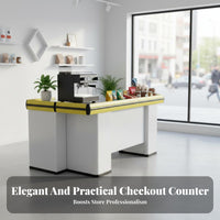 Supermarket Checkout Counter Easy to Clean Convenience Store Register Stand Sturdy Construction Corner Checkout Desk for Retailersiers, Pharmacy