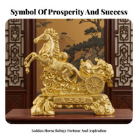 Meaningful Gift Chinese Wealth Horse Figurine Intricately Detailed Golden Horse Ornament for Business Owners, Office, Shop, Desktop