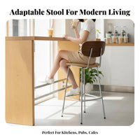 Wooden Bar Stool with Woven rearrest Integrated Footrest Seating Furniture Ergonomic Design Padded Seat for Interior Designers