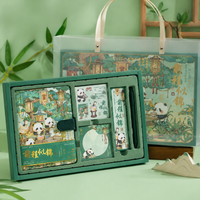 Gift stationery set for a student with a panda, notebook, pen, stickers, bookmark, gift box