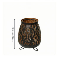 Floral Cutout Candle Holder Uncovered Top Table Decoration Black Finish