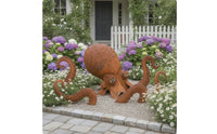 Rust-Toned Sea Creature Garden Stake Handmade Metal Sea Creature Sculpture Decorative Yard Art Stake Rustic for Gardeners, Homeowners, Flower Bed, Patio