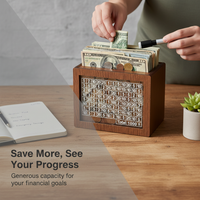 Wooden Money Box with Counter, DIY Retro Piggy Bank for Savings