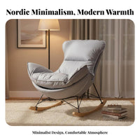 Upholstered Rocking Chair Nordic and Design Upholstered Eggshell Lounger Padded Seat Breathable Padding for Parents, Bedroom
