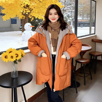 25冬季新款时尚双面穿棉服女加厚保暖连帽宽松显瘦中长款棉衣外套