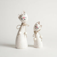 2 Pieces Wooden Feline Figurine Set Minimalist Design for Living Room, Bookshelf