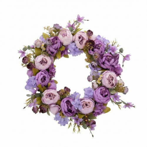 Artificial Floral Wreath Graceful Wreath with Peonies Decor for Front Door