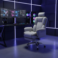 Adjustable Headrest Ergonomic Reclining Office Chair Side Storage Pocket High Back Swivel Chair with Footrest for Live Streamers, Gamers