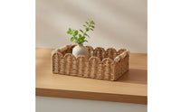 Handwoven Paper Rope Storage Basket Braided Scalloped Basket Multi-Functional Handmade for Shelves