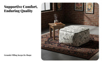 Woven Square Pouf French design Floor seat Black and cream Pattern for Parents