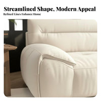 plush Straight-Line Sofa French Cream aesthetic Deep-Seat Lounger CumulusLike Appearance Living Room Furniture for Young Adults, Studio Flat, Lounge Area