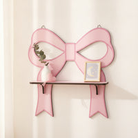 Wall Shelf with Bow Charming Wooden Shelf with Bow Pink Furniture for Girls, Teens, Nursery, Bedroom, Dressing Room