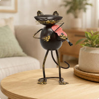 Metal Feline Figure Figurine Tabletop Cat Figurine Whimsical Ornaments for Desk