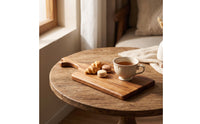 Wooden Serving Tray with Handles Rectangular Serving Tray with Handle Wood Grain Platter for Hosts, Homeowners, Tea Service, Breakfast, Cafes