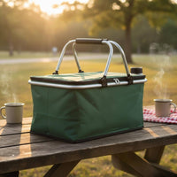 Foldable Outdoor Basket Lightweight Insulated Folding Basket Foldable Chiller Tote Waterproof Liner Large Capacity Food Tote