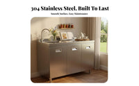 Easy to Clean Stainless Steel Kitchen Cabinet Waterproof Kitchen Storage Cabinet Stain-Resistant Thickened and Reinforced for Small Apartment Dwellers, Homeowners, Families, Utility Room, Garage