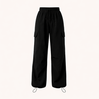 Women High Waist Cargo Pants with Convertible Wide Leg Design, Stretch Loungewear Streetwear for Ladies, Drawstring Parachute for Casual Wear