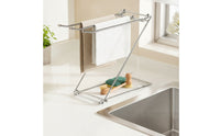 Dish Towel Holder with Rail Compact Folding Towel Stand Long-Lasting for Kitchen