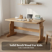 Height Adjustable Kids Desk Solid Wood Student Desk Compact Design Lifting Study Table Ergonomic Workspace Suitable for Parents Homeschooling Bedroom Study Area