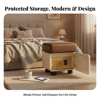 Bedside Table with Safe Modern Design Nightstand Multi-Functional Bedroom Furniture for Homeowners, Apartment Dwellers, Hotel Room