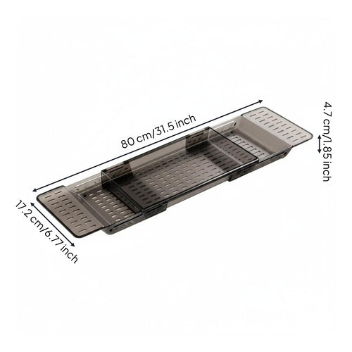 Extendable Bath Tray Water-Resistant Adjustable Bathtub Tray Drainage Holes Non-Slip Bath Shelf