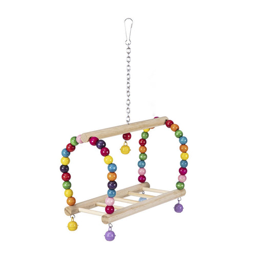 Bird Cage Toy with Bells Hanging Bird Ladder Bridge Sturdy for Parakeets