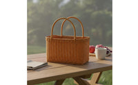 Imitation Rattan Picnic Basket Household Storage Lightweight Shopping Tote for Gardening