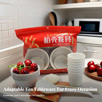 Rice Husk Disposable Tableware Set, Family Combo, Customizable Bowls, Cups, Chopsticks