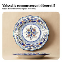 Hand-painted ceramic plate with floral design