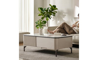Rock Slab Coffee Table Ribbed Rectangular Coffee Table Glossy for Living Room