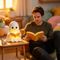 跨境亚马逊新品Cute Halloween Bedroom Decor幽灵阅读小夜灯摆件