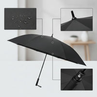 UPF 50plus Sun Umbrella with Black Coating Blocking Long-Handled Umbrella Water-Repellent Large Canopy for Golfers, Commuters, Sunny Days, Rainy Walks