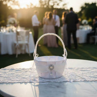 Flower Girl Basket Elegant Crystal Wedding Basket Decorative for Ceremony
