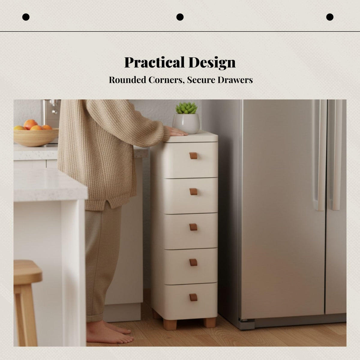 Slim Drawer Storage Cabinet Gap Organizer for Bathroom, Living Room, Kitchen