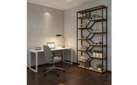 Geometric Partition Shelf Freestanding Industrial Bookshelf Uncovered Back