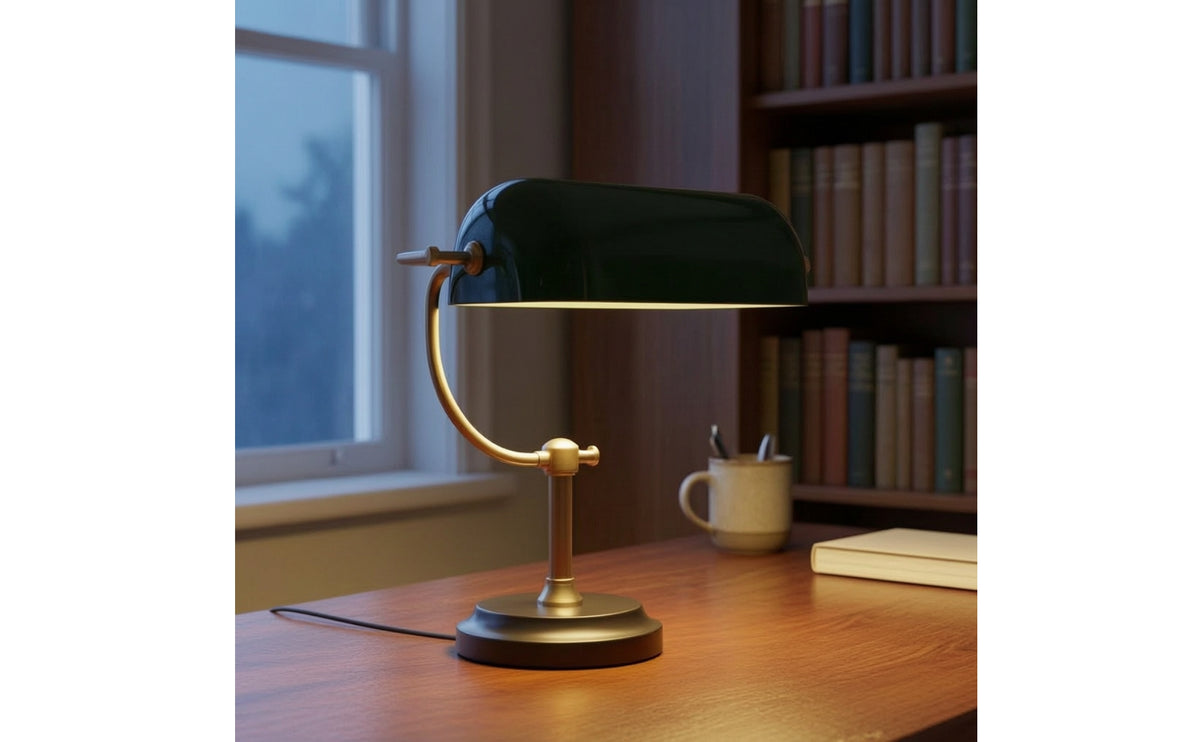 Bankers Lamp Shade Translucent Banker Desk Lamp Shade Traditional Lampshade with Mounting Hole for Hobbyists, Office