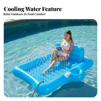 2-Person Capacity Double Water Lounger Removable Sunshade Inflatable Tanning Pool Built-in Cup Holders for Adults, Family, Yard, Beach, Lake
