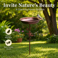 Iron Garden Feeder, Wild Birds Bath, 76cm Garden Ornament, Outdoor Decor