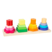 Early Learning Four-Column Stacking Game Hand-Eye Coordination Geometric Stacking Blocks Logical Thinking Color Shape Sorting Toy Develops Fine Movement Skills for Toddlers, Preschoolers