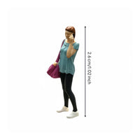 Backpack Phone-Calling Woman Figurine Model Decoration 1:64 Female Figurine Display Piece 1/64 Scale Figure High Detail