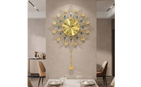 Peacock Wall Clock Gold-Tone Wall Clock with Pendant Radial for Homeowners