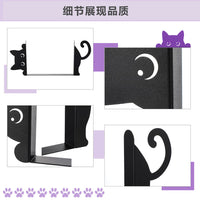 Cute Black Cat Shaped Iron Bookend, Creative Cartoon Bookend for Desk Storage