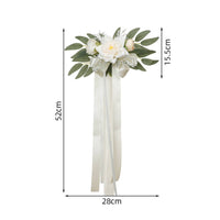 Chair Back Flowers with Ribbons Tied-on Floral Arrangement Realistic for Brides