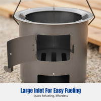 Outdoor Wood Burning Stove, Portable Cast Iron Charcoal Burner, Manual for Camping & Home