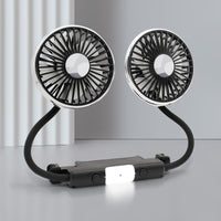 Dual-Head USB Car Fan for Rear Seats - 12V/24V, ABS