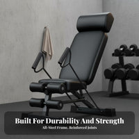 Space-Saving Adjustable Weight Bench Commercial Grade Incline Decline Bench Stable Structure Strength Training Equipment High-Density Foam Padding for Bodybuilders, Beginners, Home Gym