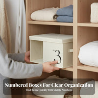 Numbered Textile Bin Foldable Design Closet Organizer Stackable