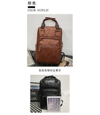 Minimalist PU Leather Backpack for Women and Men, Commuter Business Laptop Bag, Travel Daypack