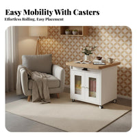 Transformable Coffee-to-Dining Table Height-Adjustable Wheeled Mobile Table Piece Table versatileUse Easy Assembly